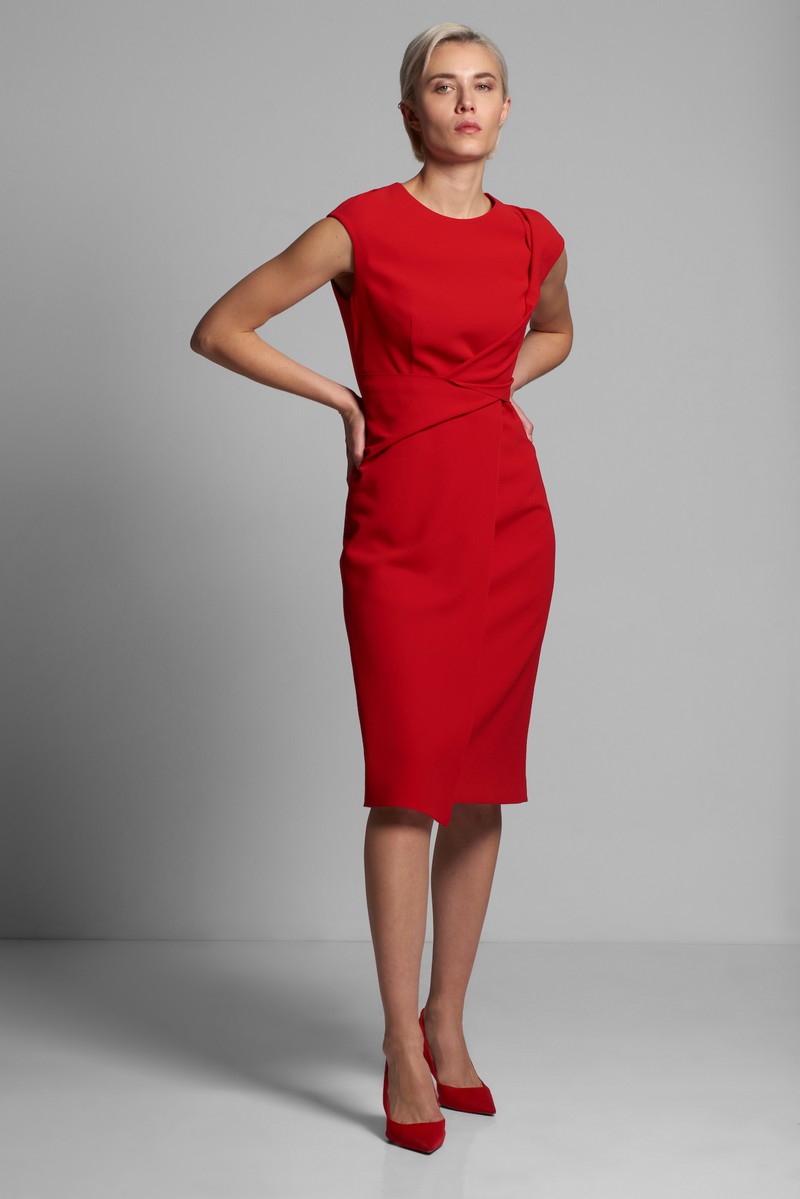Коктейльное платье в красном цвете VASSA&Co, пол женский, цвет красный