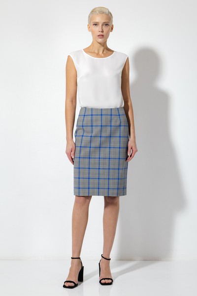 Прямая юбка в клетку VASSA&Co, пол женский, цвет синий