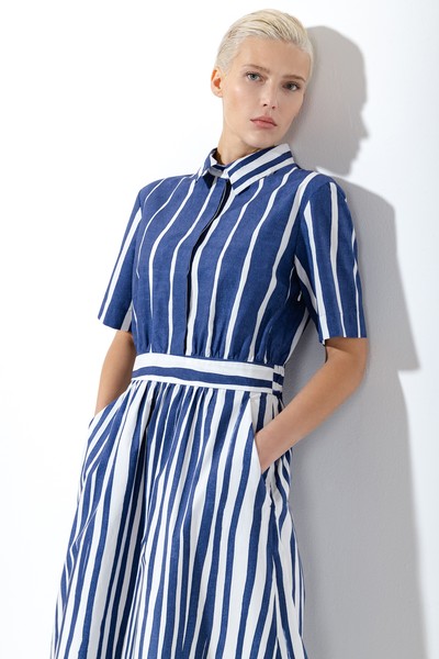 Платье из хлопка VASSA&Co, пол женский, цвет синий