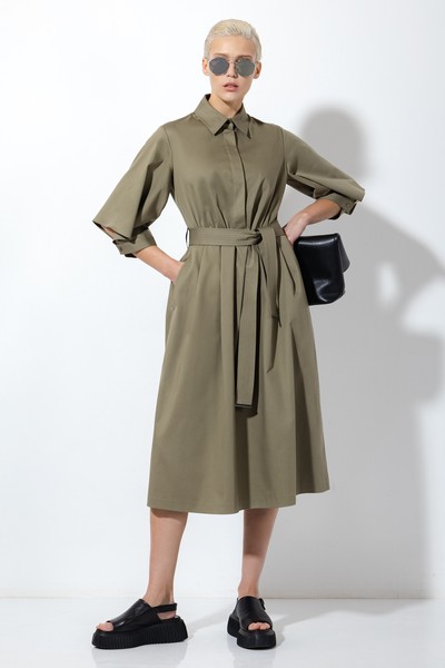 Платье в оттенке хаки VASSA&Co, пол женский, цвет хаки