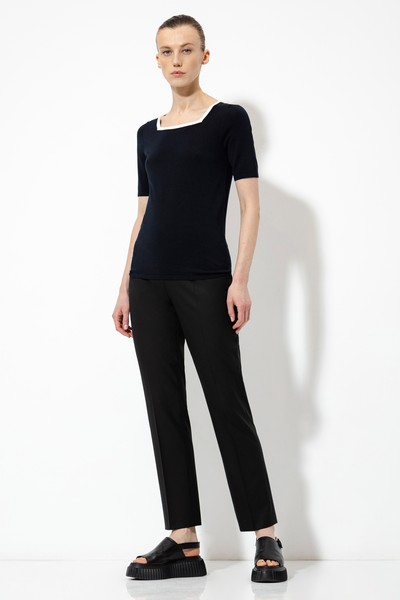 Джемпер с квадратным вырезом VASSA&Co, пол женский, цвет синий