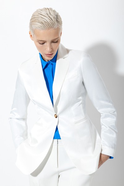 Жакет со льном и хлопком , пол женский, цвет белый