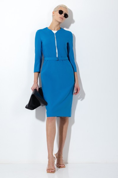 Платье-футляр с поясом VASSA&Co, пол женский, цвет голубой