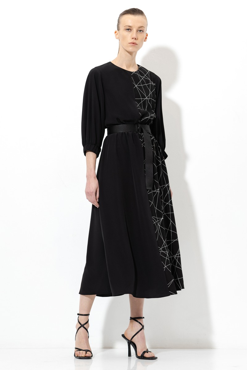 Платье с геометричным узором VASSA&Co, пол женский, цвет черный