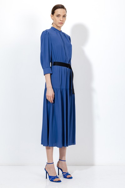 Платье из 100% вискозы VASSA&Co, пол женский, цвет синий