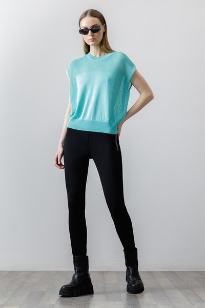 Джемпер с сеткой VASSA CODE, пол женский, цвет зеленый