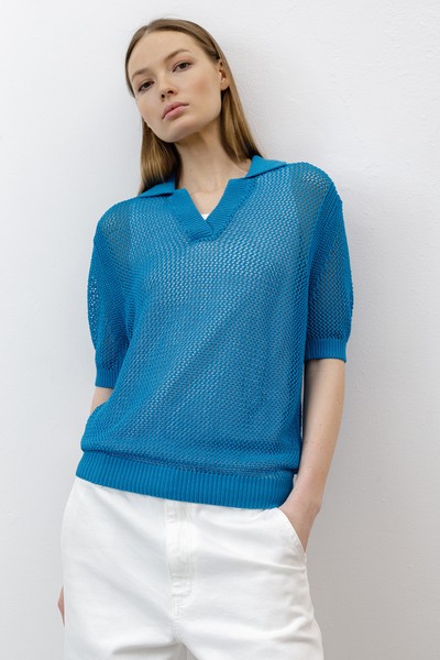 Джемпер-сетка , пол женский, цвет синий