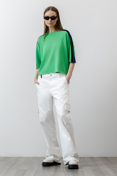 Джемпер с шелком VASSA CODE, пол женский, цвет зеленый