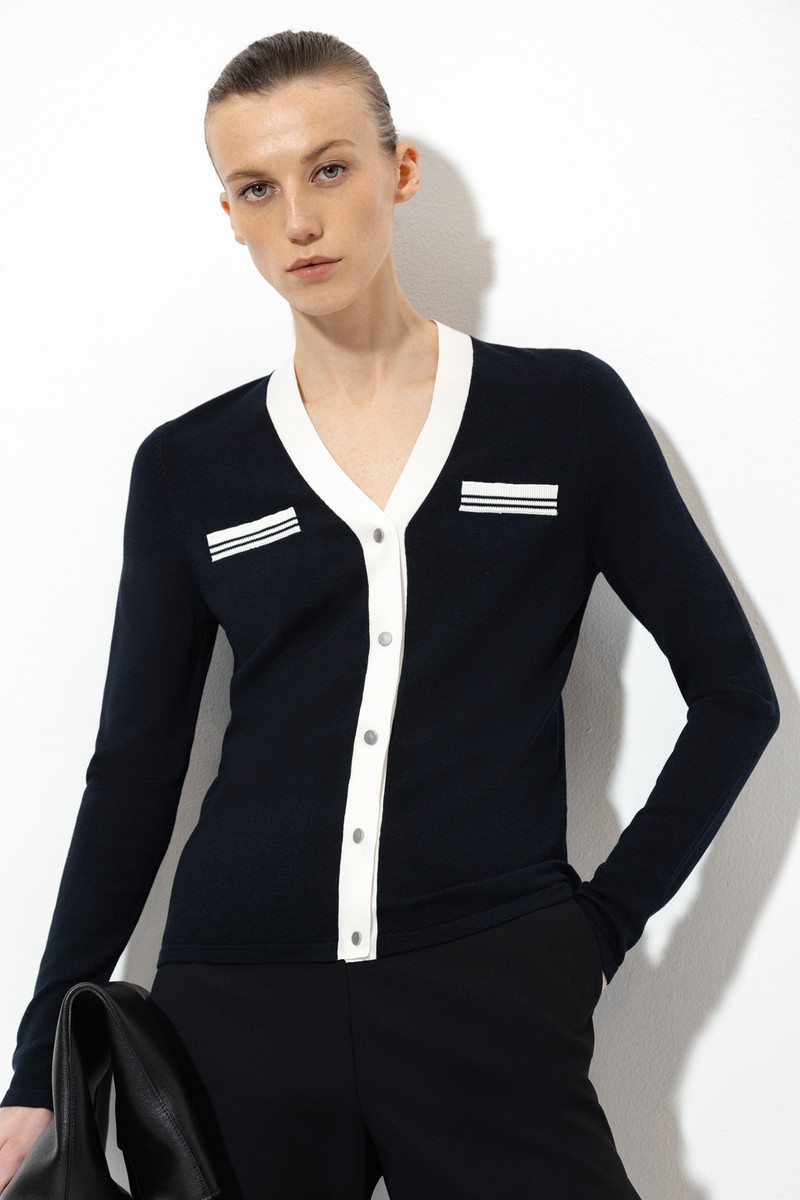 Кардиган с контрастной отделкой VASSA&Co, пол female, цвет Синий