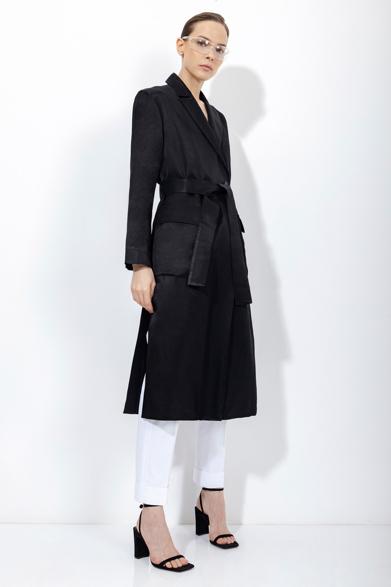 Жакет из льна и хлопка VASSA&Co, пол женский, цвет черный