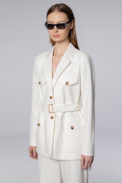 Жакет из хлопка и льна VASSA CODE, пол женский, цвет белый