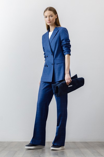 Брюки в клетку VASSA CODE, пол женский, цвет синий