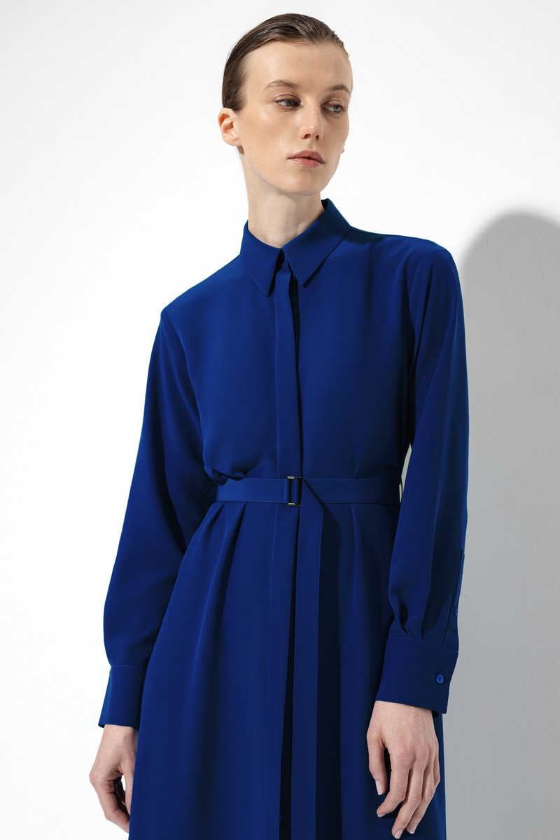 Платье с поясом-стропой VASSA&Co, пол женский, цвет синий