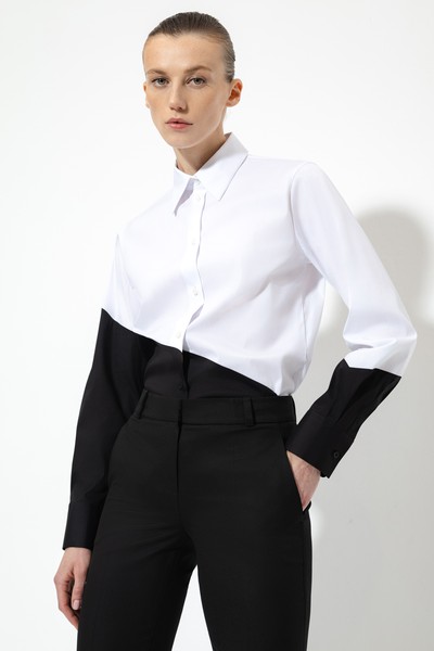 Двухцветная блузка VASSA&Co, пол женский, цвет белый