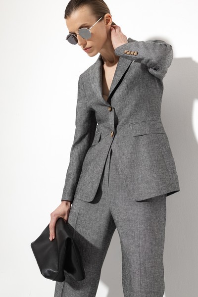 Однобортный жакет VASSA&Co, пол женский, цвет серый