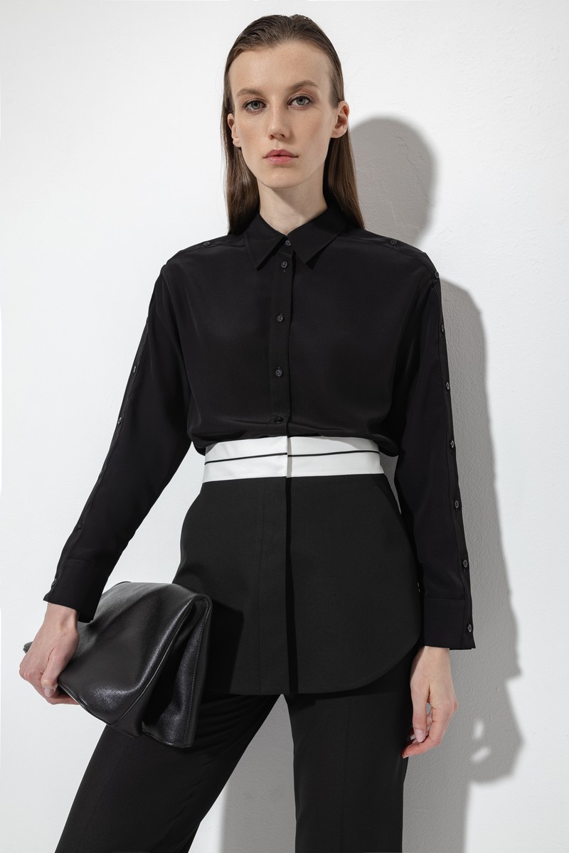 Брюки со съемной деталью VASSA&Co, пол женский, цвет черный