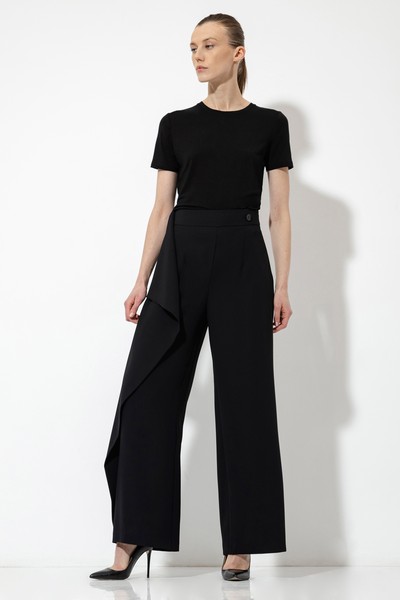 Брюки с имитацией запаха VASSA&Co, пол женский, цвет черный