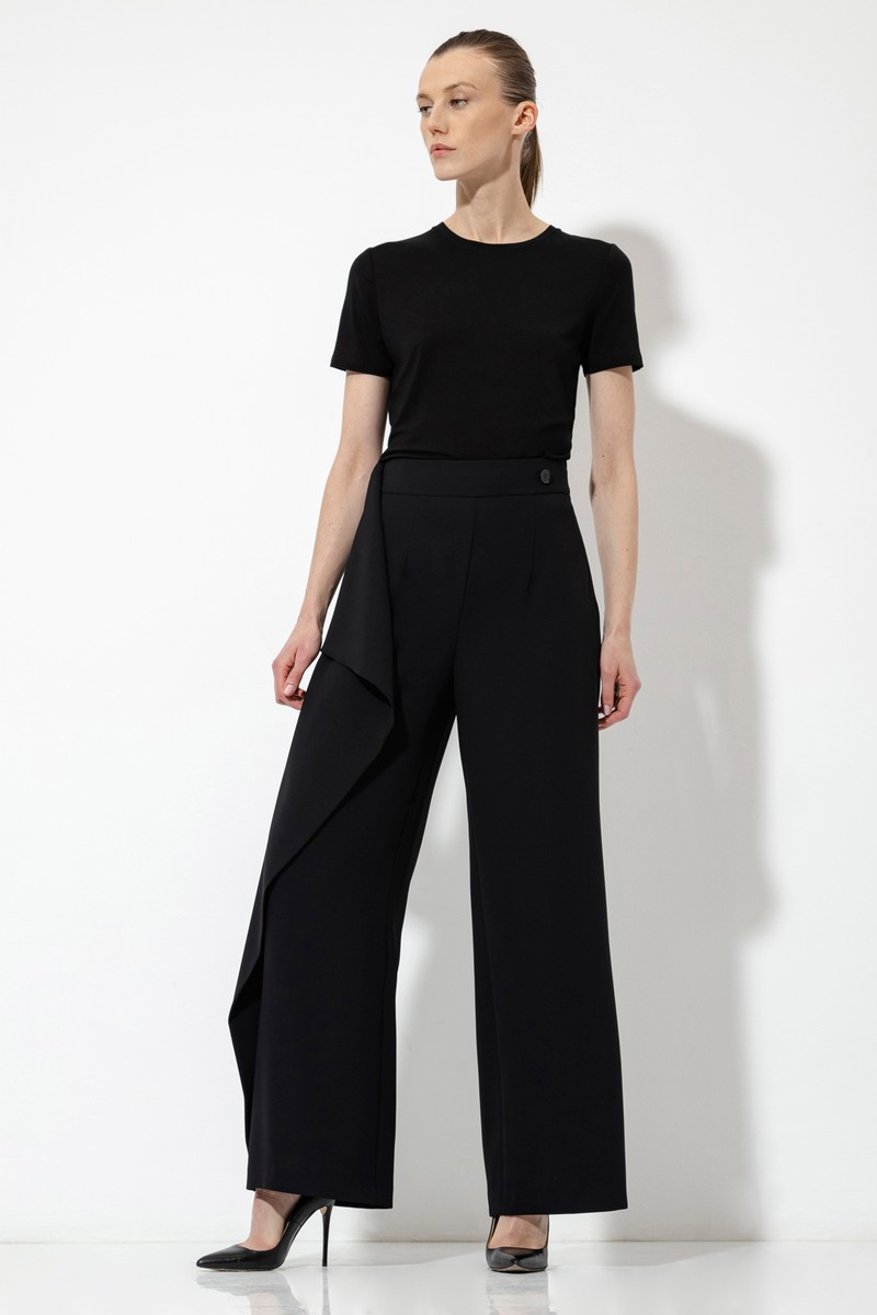 Брюки с имитацией запаха VASSA&Co, пол женский, цвет черный