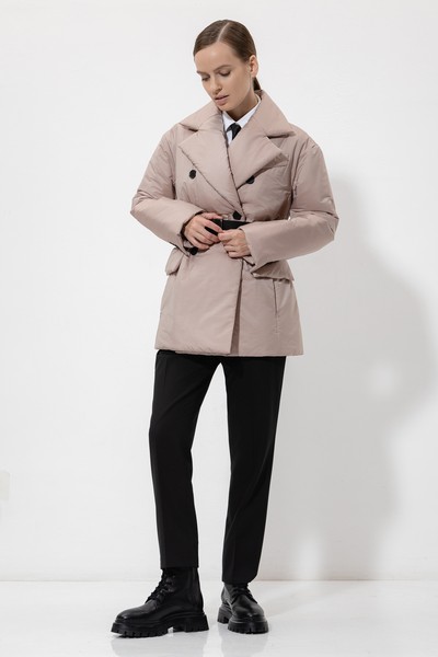 Куртка с контрастным поясом-стропой VASSA&Co, пол женский, цвет бежевый