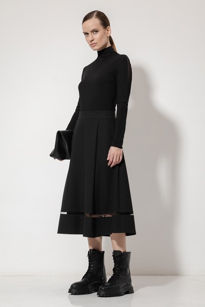 Юбка с деталью из сетки VASSA&Co, пол женский, цвет черный