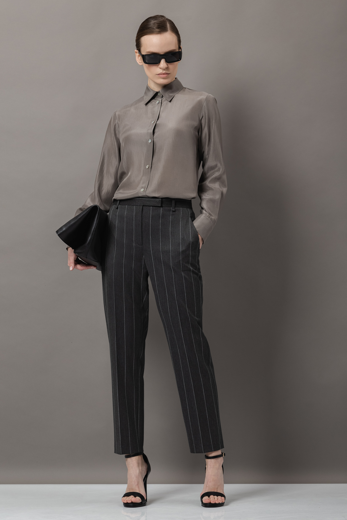 Брюки в полоску Женский БРЮКИ VASSA&Co Черный