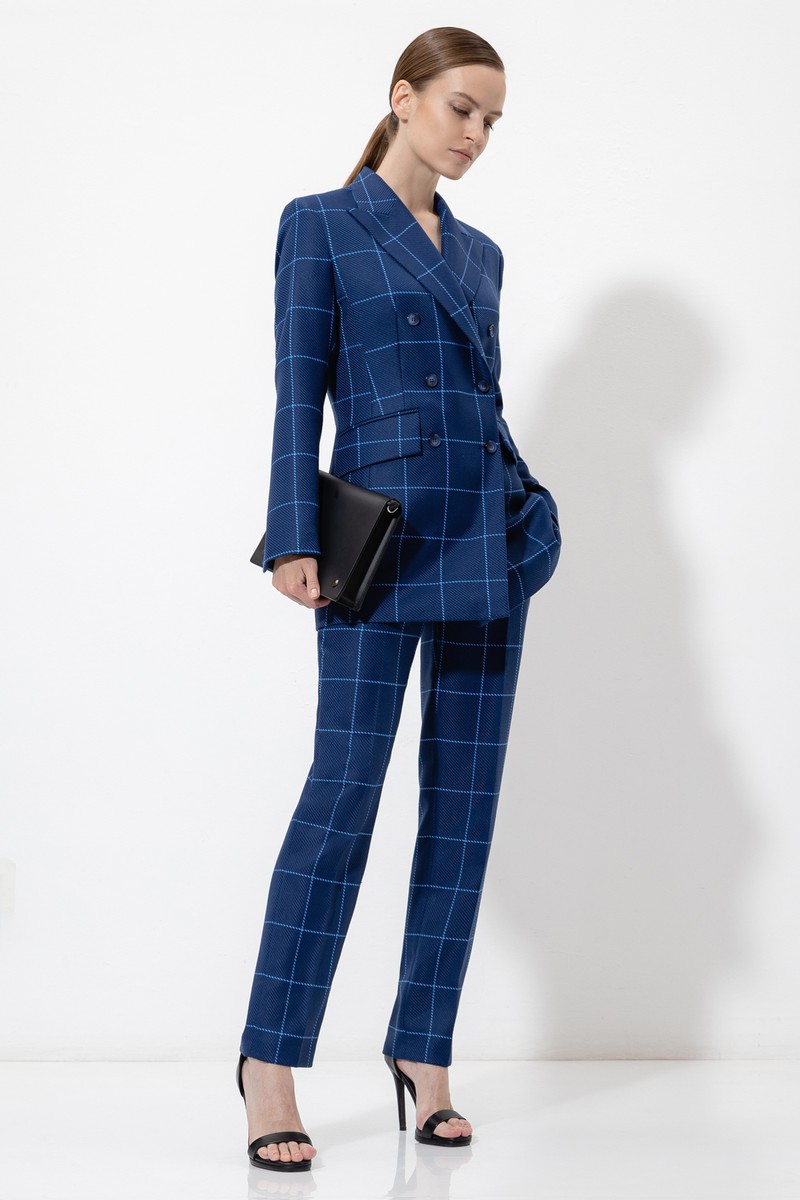 Жакет в клетку VASSA&Co, пол женский, цвет синий