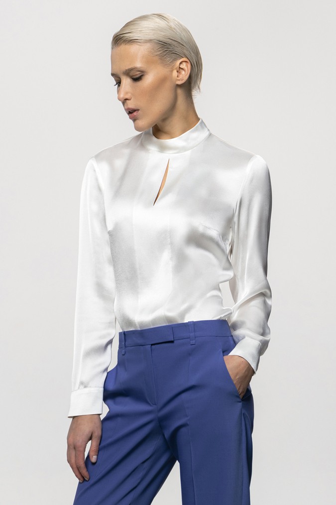 Блузка из 100% вискозы VASSA&Co, пол женский, цвет белый