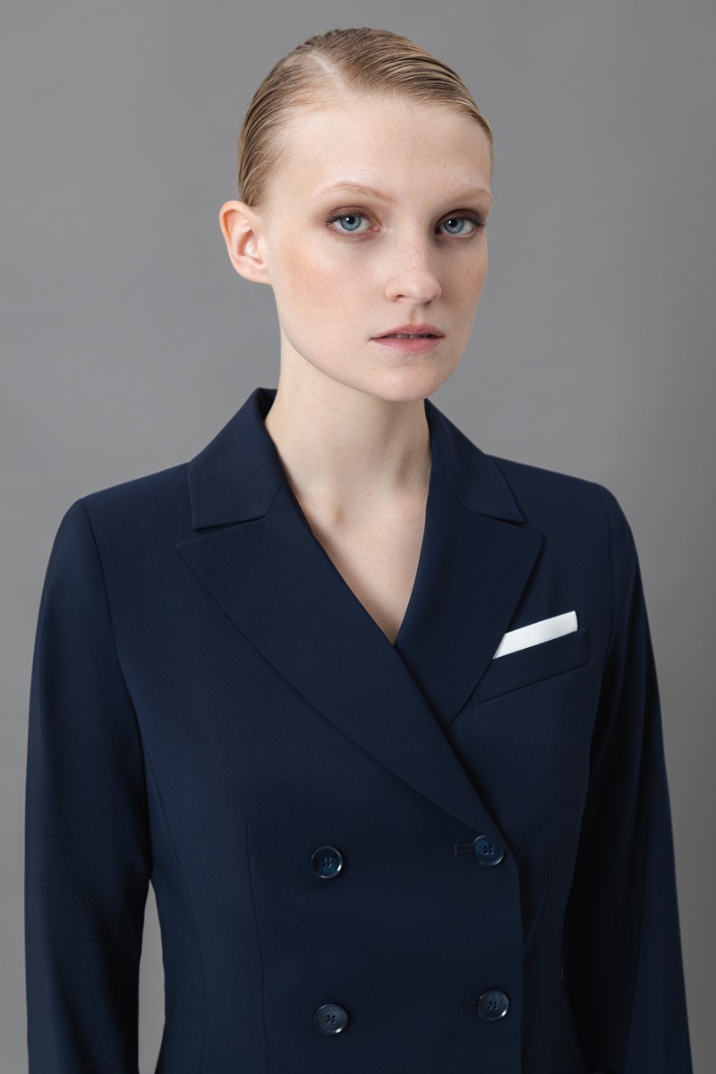 Двубортный жакет VASSA&Co, пол женский, цвет синий