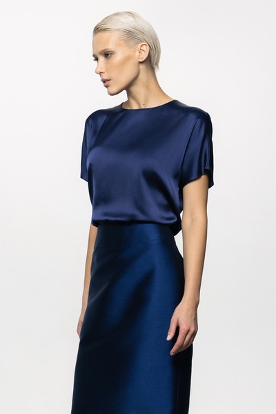 Блузка VASSA&Co, пол женский, цвет синий