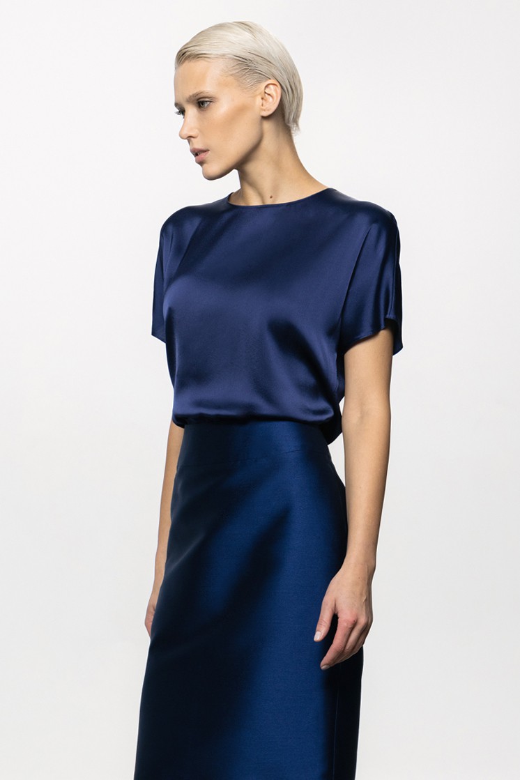 Блузка VASSA&Co, пол Женский, цвет Синий