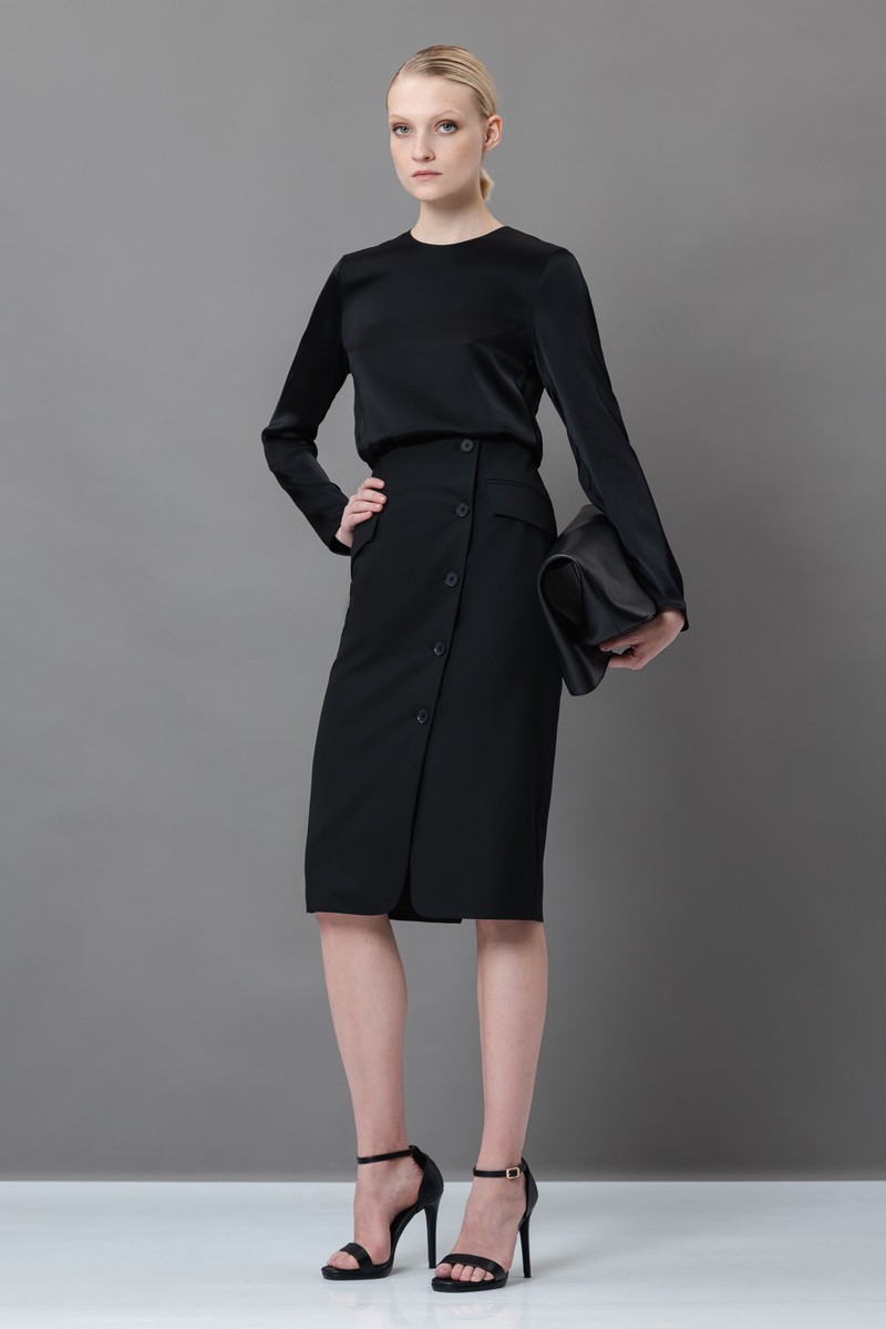 Юбка с асимметричным разрезом VASSA&Co, пол женский, цвет черный