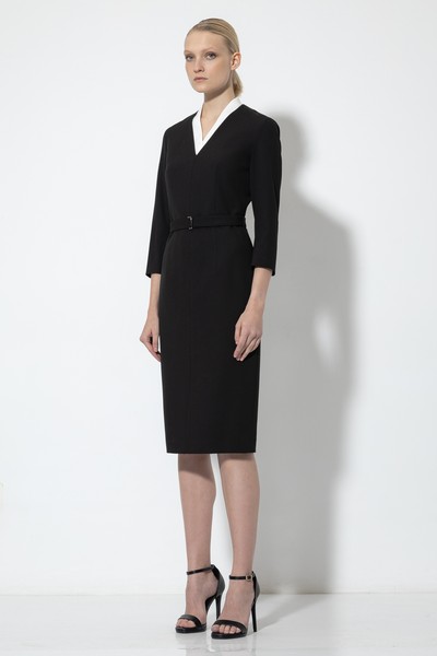 Платье-футляр со съемным воротничком VASSA&Co, пол женский, цвет черный