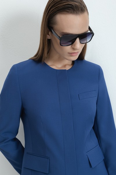 Жакет без лацканов VASSA&Co, пол женский, цвет синий