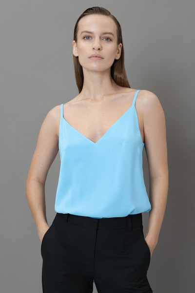 Топ в бельевом стиле VASSA&Co, пол женский, цвет синий