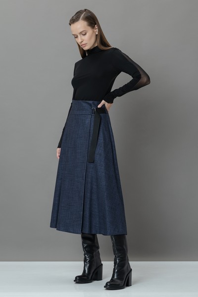 Юбка с поясом-стропой VASSA&Co, пол женский, цвет синий