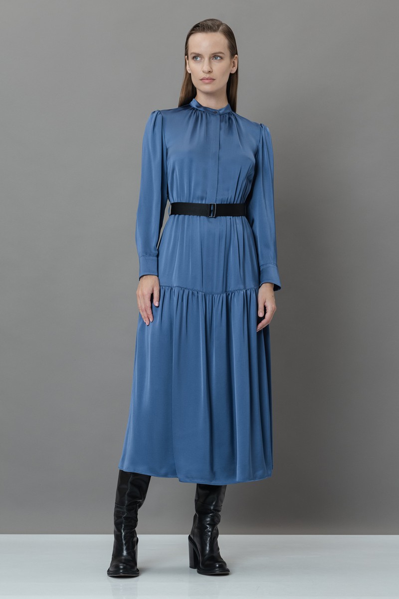 Платье из вискозы VASSA&Co, пол женский, цвет синий