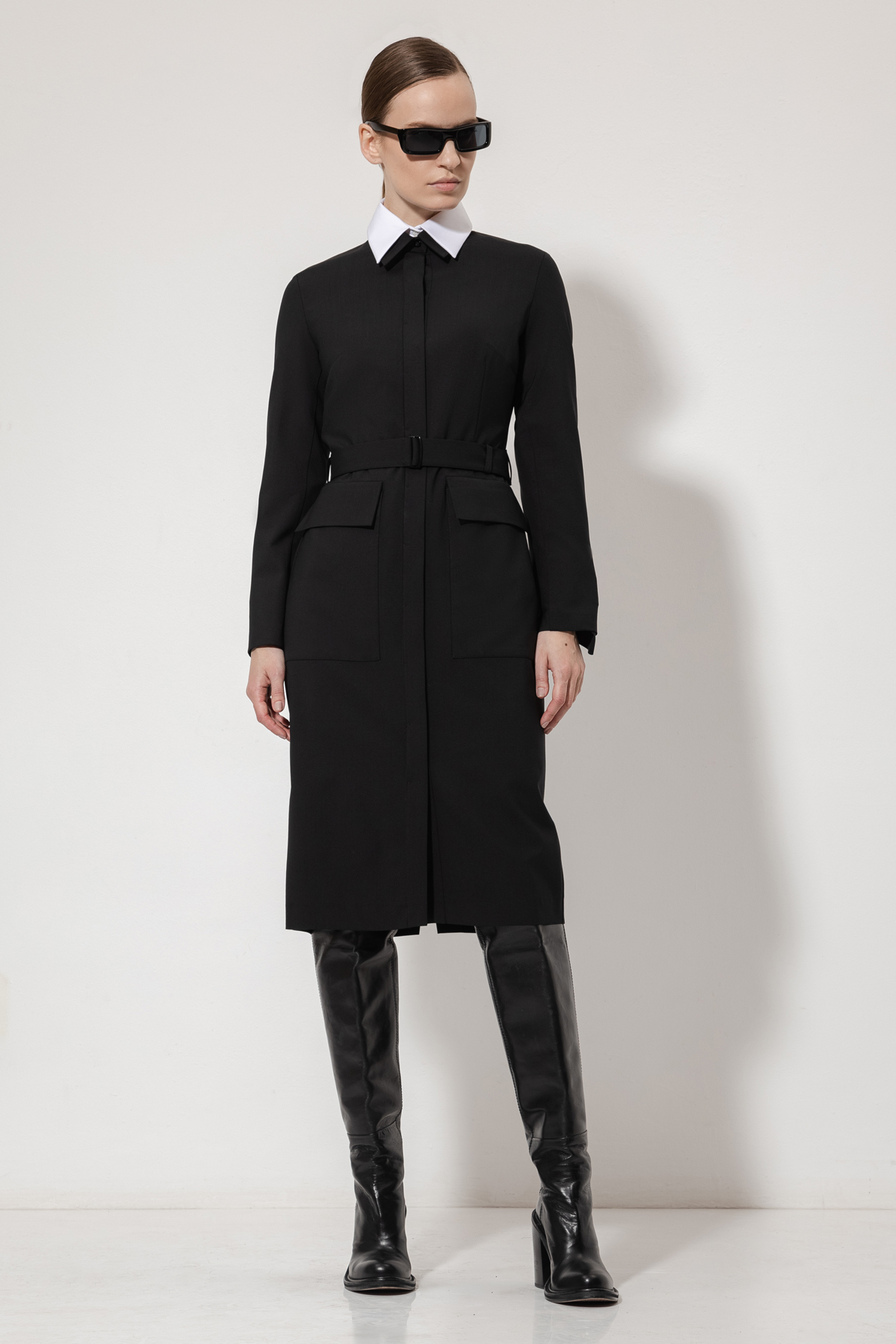 Платье с рубашечным воротником female ПЛАТЬЕ VASSA&Co Black