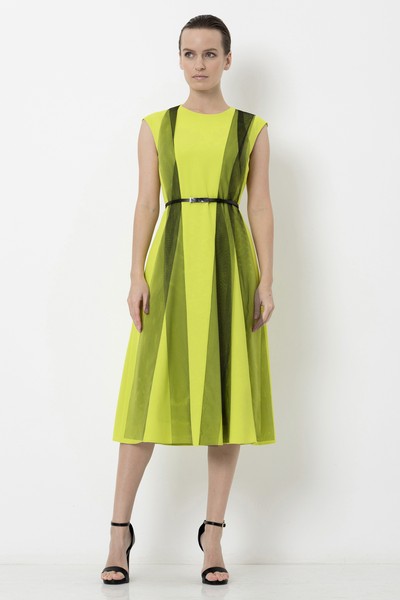 Платье с деталями из сетки VASSA&Co, пол женский, цвет желтый