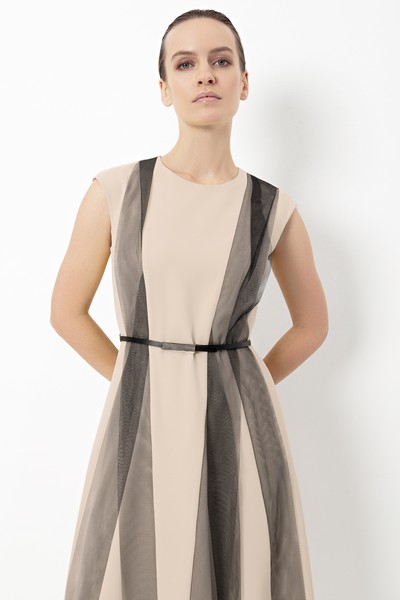 Платье с деталями из сетки VASSA&Co, пол женский, цвет розовый