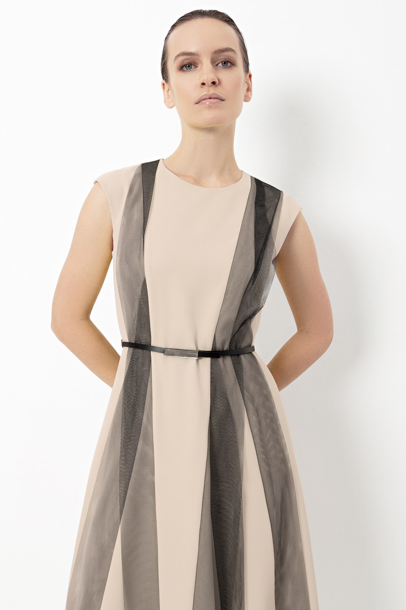 Платье с деталями из сетки VASSA&Co, пол женский, цвет розовый