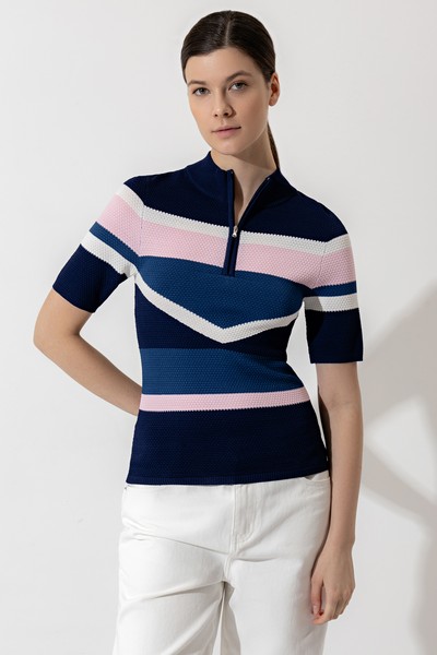 Джемпер с молнией , пол женский, цвет синий