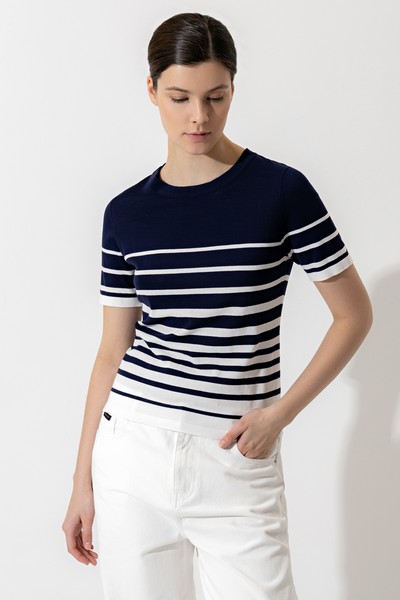 Джемпер в полоску VASSA CODE, пол женский, цвет голубой