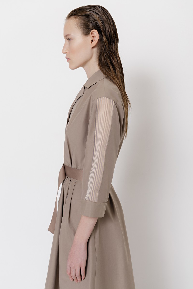 Платье с вставками из органзы VASSA&Co, пол женский, цвет коричневый