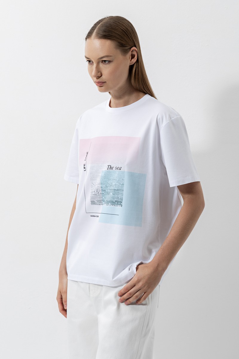 T-shirt VASSA CODE, пол female, цвет white
