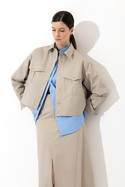 Укороченная рубашка из хлопка , пол женский, цвет коричневый