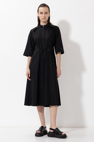 Платье с воротником-стойкой VASSA&Co, пол женский, цвет черный
