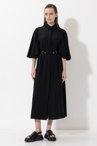Платье с широкими рукавами VASSA&Co, пол женский, цвет черный