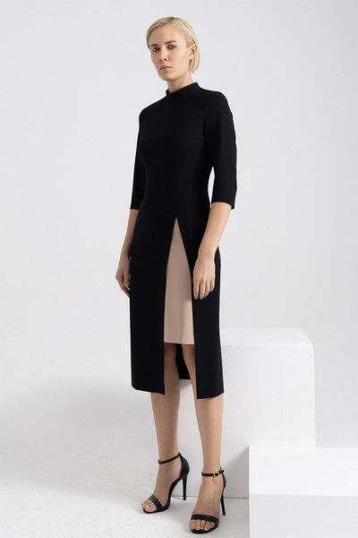 Платье с разрезом VASSA&Co, пол женский, цвет черный