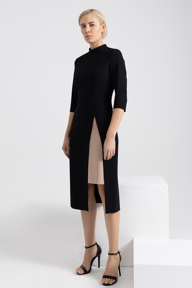 Платье с разрезом VASSA&Co, пол женский, цвет черный