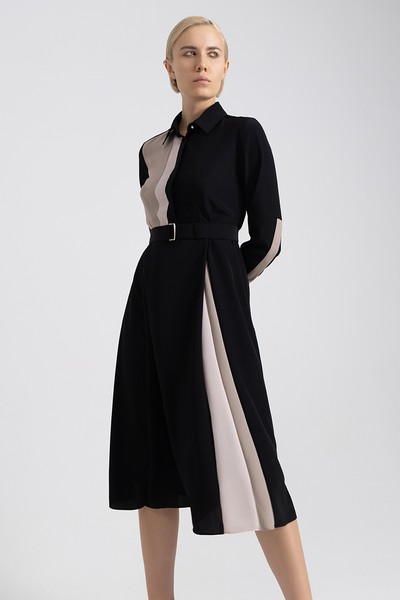 Платье с контрастными вставками VASSA&Co, пол женский, цвет черный